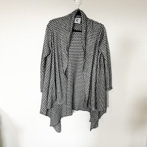 Lobo mau textured dot black white open cardigan medium